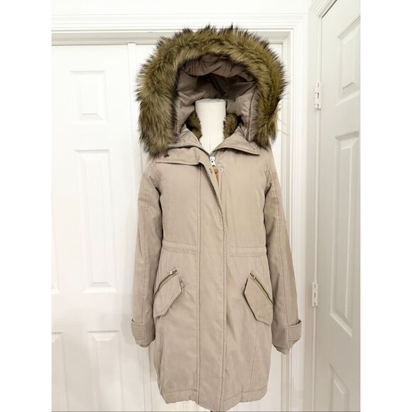 Abercrombie & Fitch Faux Fur Tan Hooded 3 In 1 Multi Wear Ultra Parka Jacket Sma - Picture 1 of 8